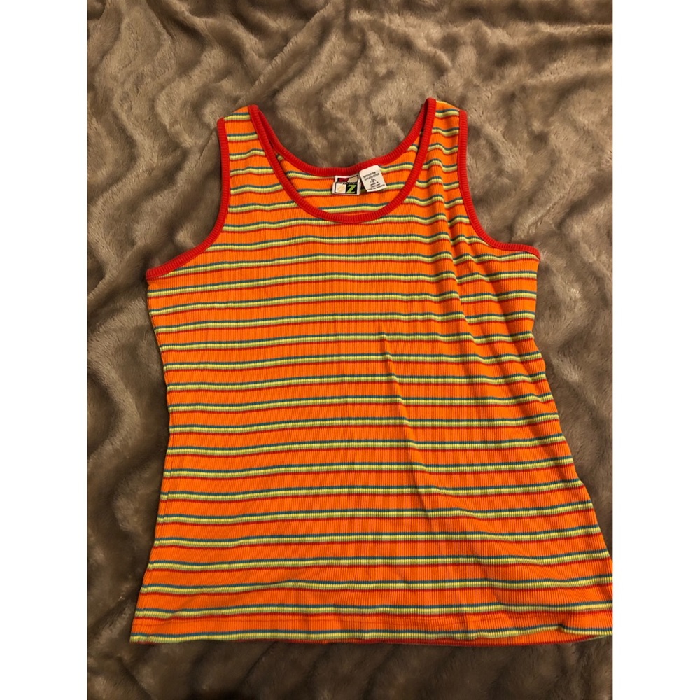 Vintage Colorful Striped Ribbed Tank XL